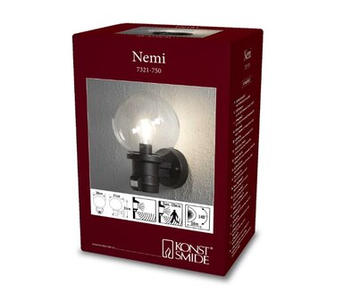 Konstsmide 7321-750 Nemi buitenlamp met bewegingsmelder zwart 7318307321753