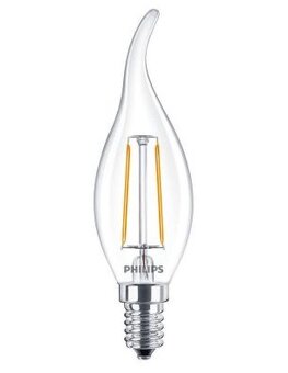 Philips Classic LEDcandle E14 gebogen punt Filament 2.5W 2700K 8718696574096